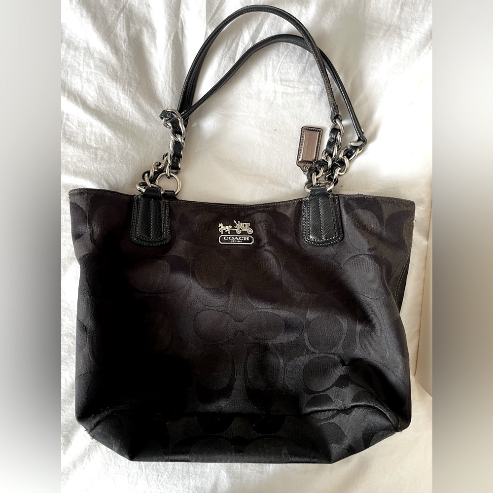 Coach Black Signature Canvas and Leather Tote